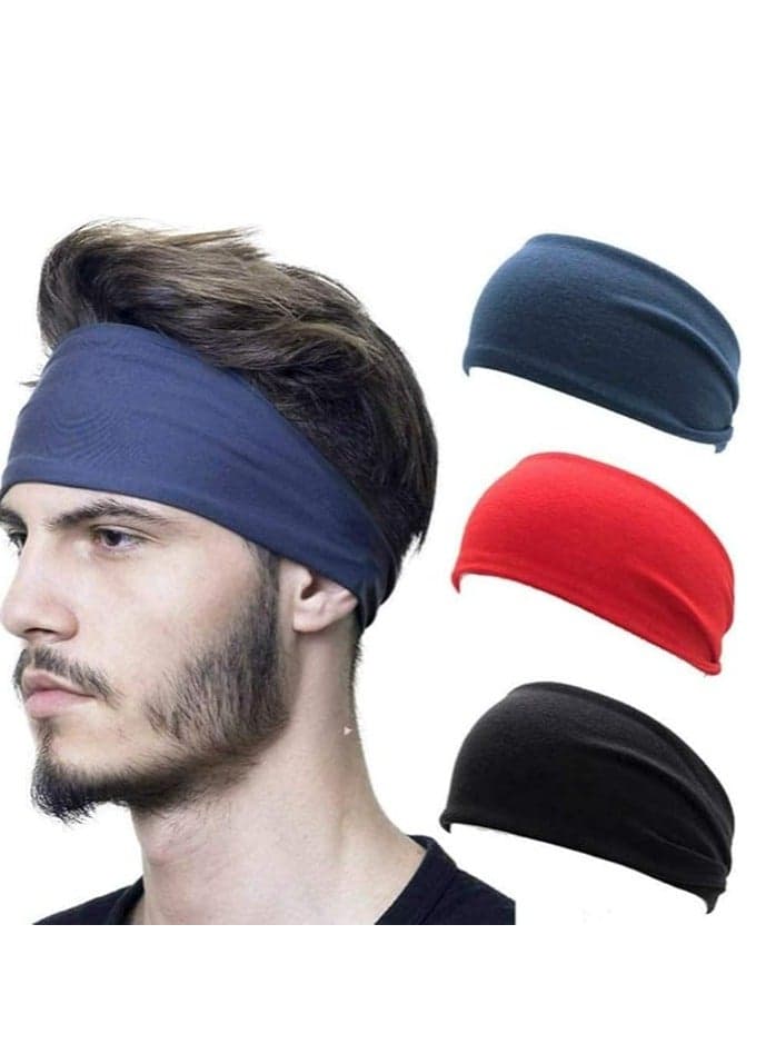 3Pcs Sweat Absorbent Sports Headband Elastic Non slip Headband Suitable For Sports Running Fitness Basketball Tennis And Yoga