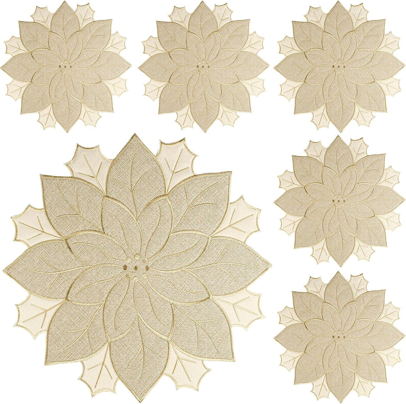 Christmas Placemats Set of 6 Indoor Round Christmas Decorations for Winter Holiday Party Kitchen Dinning