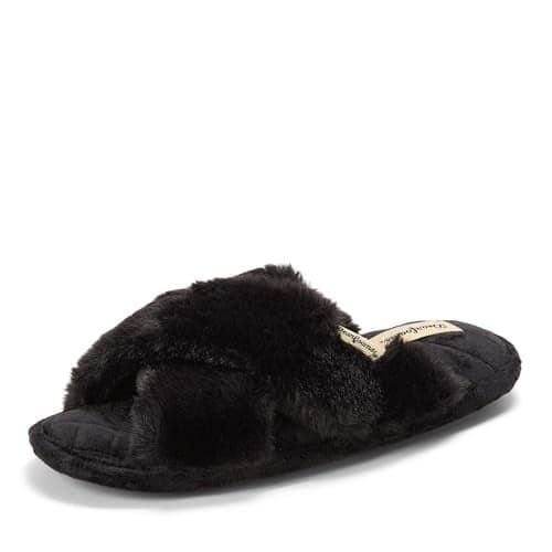 Dearfoams Women's Slide Slipper, Black,X-Large