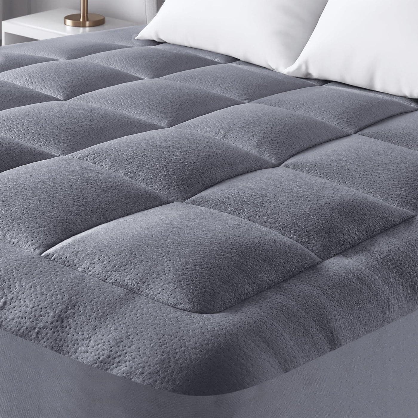 Ultra Soft California King Size Mattress Topper Viscose Made from Bamboo Pillow Top Mattress Pad for Back Pain Relief Naturally Cooling for Hot Sleepers Gray