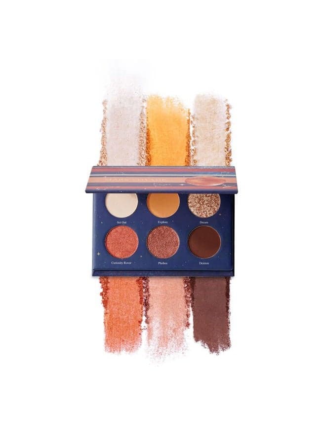 Mars Voyage Small Eyeshadow Palette with 6 Highly Pigmented Matte, Frost, and Shimmer Pocket-Sized Mini Travel Eyeshadows