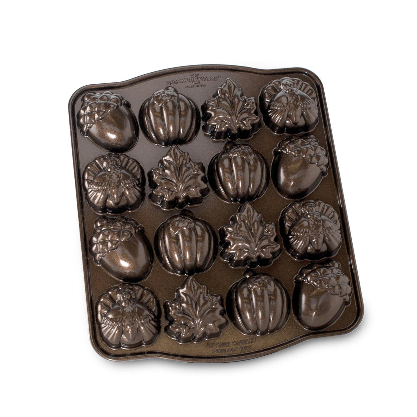 Nordic Ware Autumn Cakelet Pan 3Cup Bronze