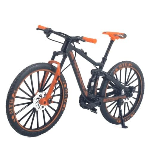 Ailejia Alloy Mountain MTB Bicycle Ornament Model Bike Cake Topper Racing DH Bike Mountain Finger Bicycle Toy Mini XC Bicycle Vehicles Party Decorations Crafts for Home Black Orange