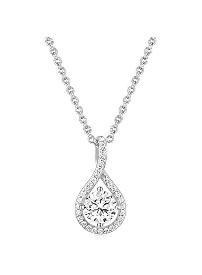 925 Sterling Silver Necklace for Women Cubic Zirconia Round Cut 1.25CT Pendant Necklace Dainty Jewelry for Women