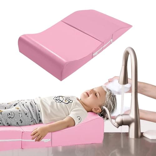 Extra Large Hair Washing Station for Kids Ergonomic Shampoo Foam Mat with Neck Support for Sink Portable Foldable Shampoo Buddy for Toddlers NonSlip Waterproof Hair Washing Mat Pink