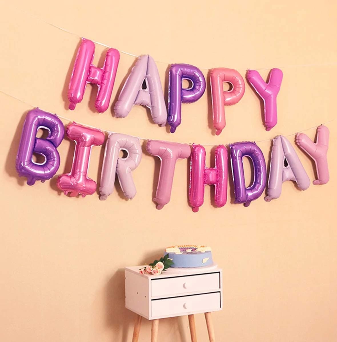 AMFIN® (16 Inch) Happy Birthday Foil Balloon Set, Happy Birthday Balloon for Decoration - Pink and Purple