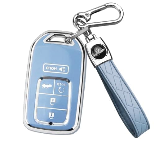 MILD EAST for Honda Key Fob Cover with Keychain Car Key Case Shell Protector for Honda Accord Civic Pilot CRV Passport Insight EX Fit Odyssey 20152021 5 Buttons Blue