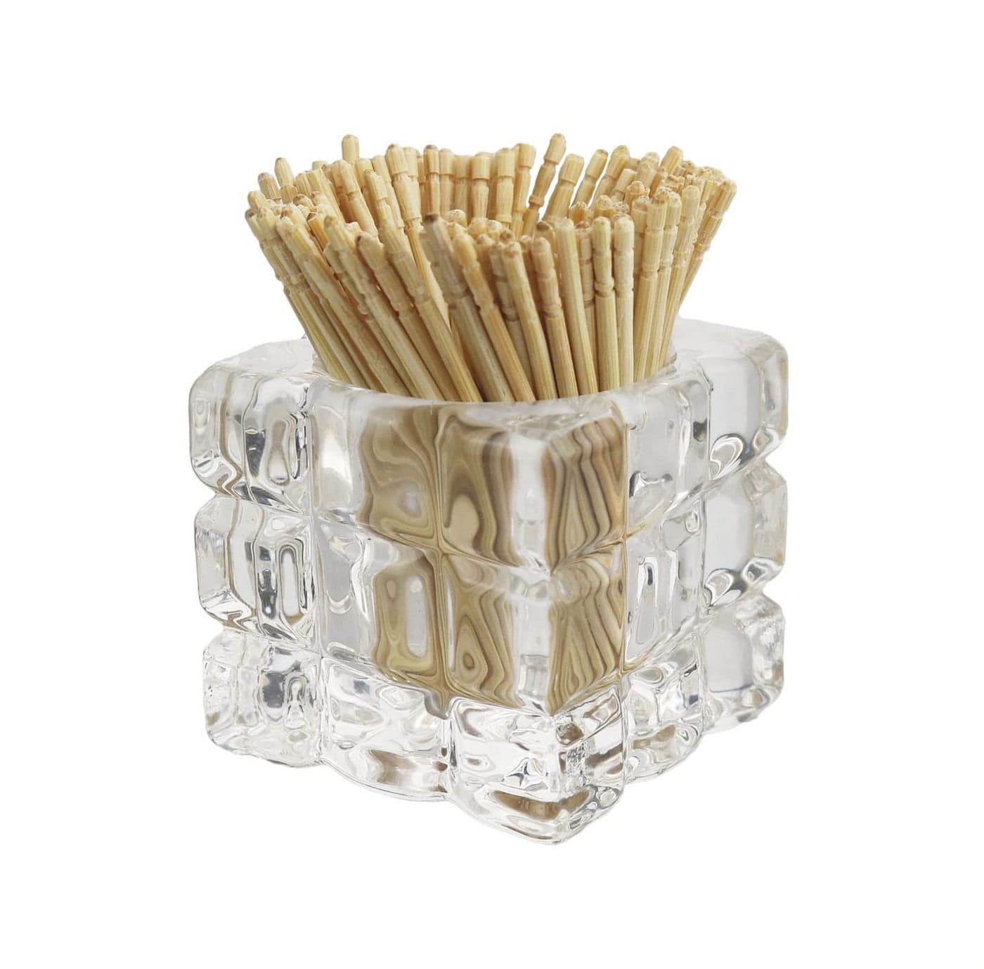 HillSpring Toothpick Holder Decorative Glass Toothpick Jar with 200 Bamboo Toothpicks