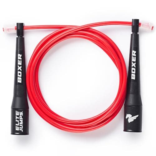 EliteSRS 10 Foot Outdoor Rated 5Mm Pvc, Boxer Jump Rope 3.0 with Smooth Action Polymer Handles and Ergonomic Slip-Resistant Dimpled Grips Red