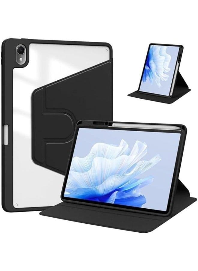Clear Back Case Compatible with Huawei MatePad Air 11.5 Inch Released 2023 with Pen Holder, 360 Degree Swivel Stand Folio Flip Smart Tablet Cover Auto Sleep/Wake Tablet Case