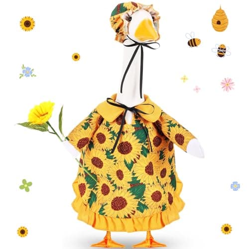 FuWeave Spring Sunflower Goose Outfit Lawn Porch Goose Clothes Costume 23" Geese Outdoor Patio Yard Lawn Art Decoration