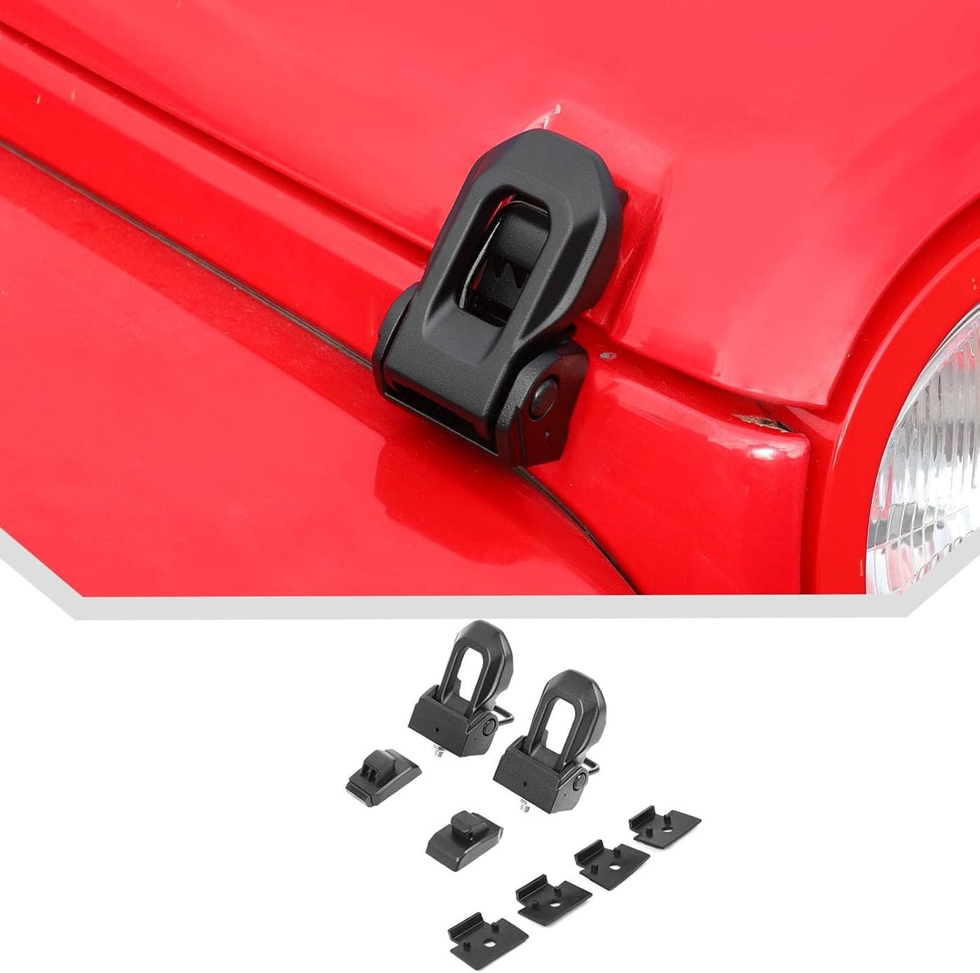 JeCar Aluminum Hood Latches Locking Kit for Jeep Wrangler JK JL Gladiator JT