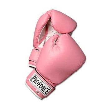 Pro Force Leatherette Boxing Gloves with White Palm - Pink - 10 oz.