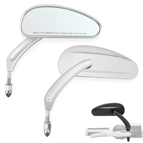 FOVPLUE Handlebar Mount Mirrors,Teardrop Motorcycle Rearview mirrors for 1982-2025 Harley Models,for CVO Dyna Touring Electra Glide Road Glide Road King Softail Street Glide Sportster 1200 883,Chrome