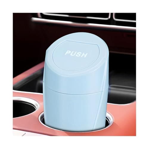 Wevdn Car Trash Can Bin with Lid Mini Leakproof Vehicle Side Door Cup Holder Trash Can with Lid Multipurpose Organizer Portable Garbage Bin for Cup Holder Car Home Office Light Blue