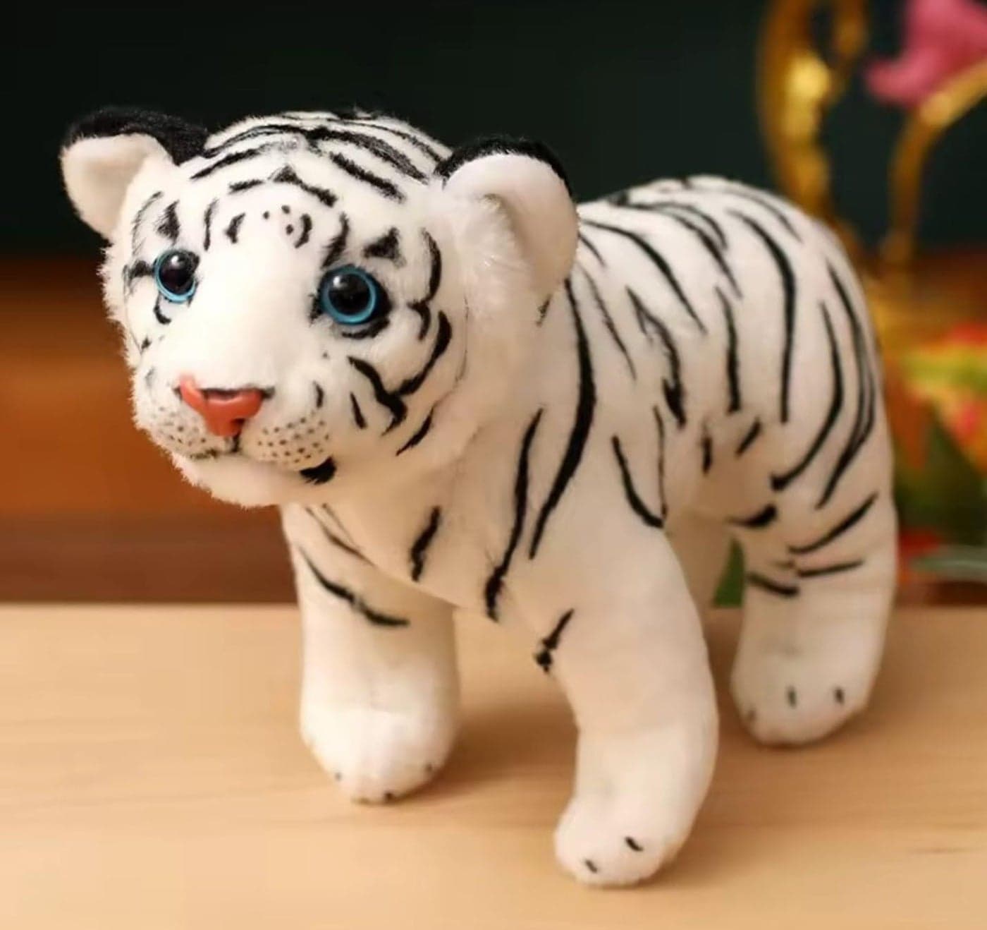 Tickles Standing Siberian White Tiger Soft Stuffed Plush Animal Toy for Kids Boys & Girls Birthday Gift (Color: White Size: 40 cm)