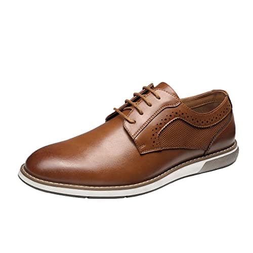 Bruno Marc Men's Casual Dress Sneaker Shoes, Business Formal Derby Plain Toe Oxfords Crossflex GentEdge,Size 9,Brown,SBOX223M