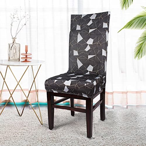 STITCHNEST Beeline Stretchable/Spandex Printed Full Chair Slip Cover, Pack of 6