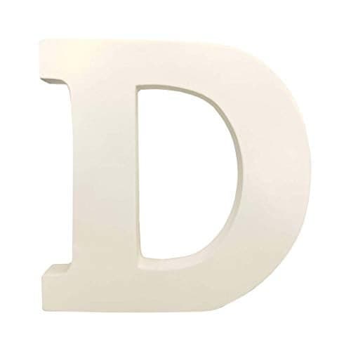 SMARTCAREWOOD Wooden D Letter- English Upper Case Alphabets Cutouts for Art and Craft Work (D_White_15x2.5 Cm)