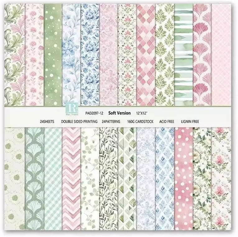 Merry Christmas Scrapbook Paper 1212 Vintage Boho Patterned Craft Paper Pad24 Sheets DoubleSided Bobo Floral Scrapbooking CardStock Papers Pad for Holiday Cardmaking DIY Origami Papers