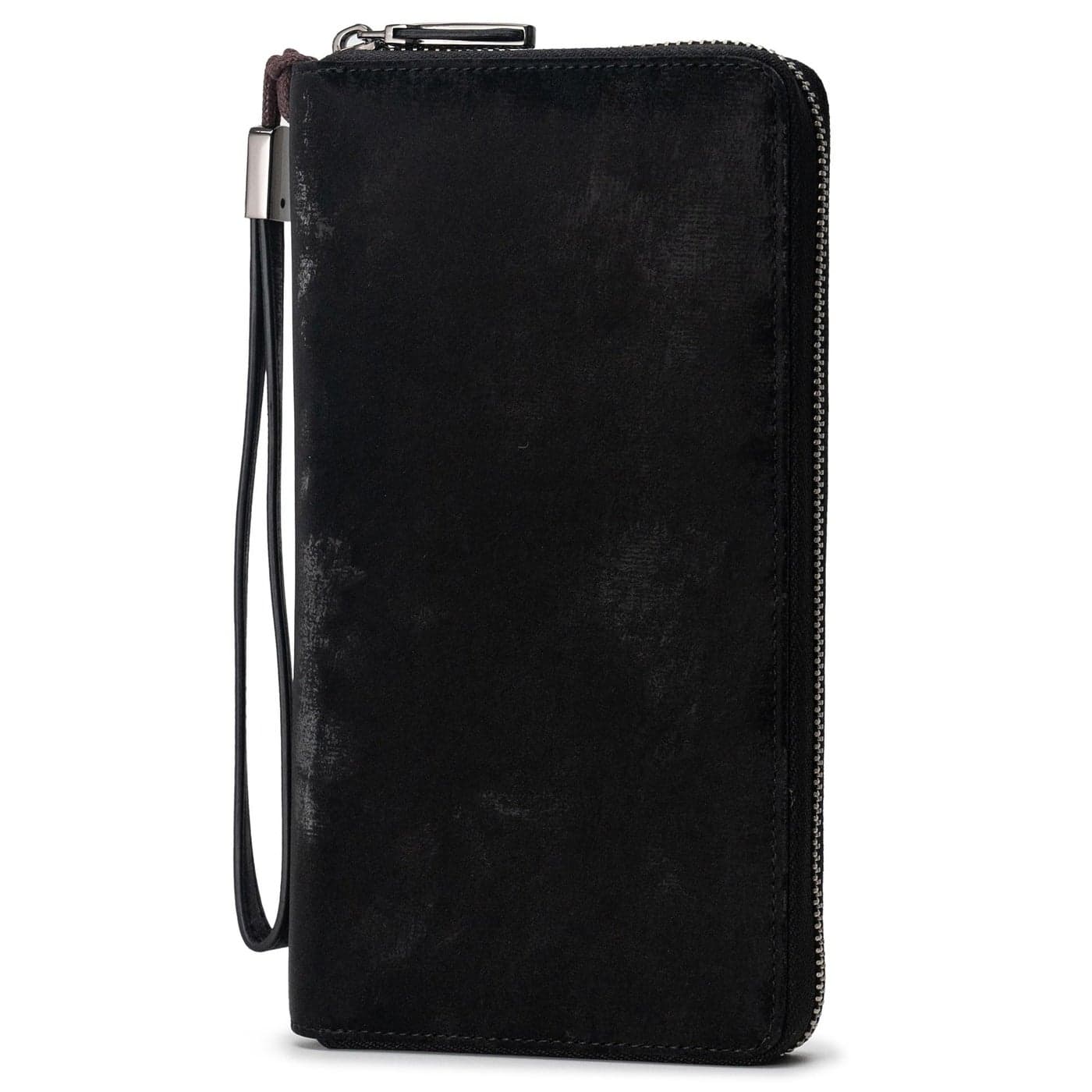 Bveyzi Women RFID Blocking Wallet Leather Zip Around Phone Clutch Large Capacity Ladies Travel Purse Wristlet Vegan Black