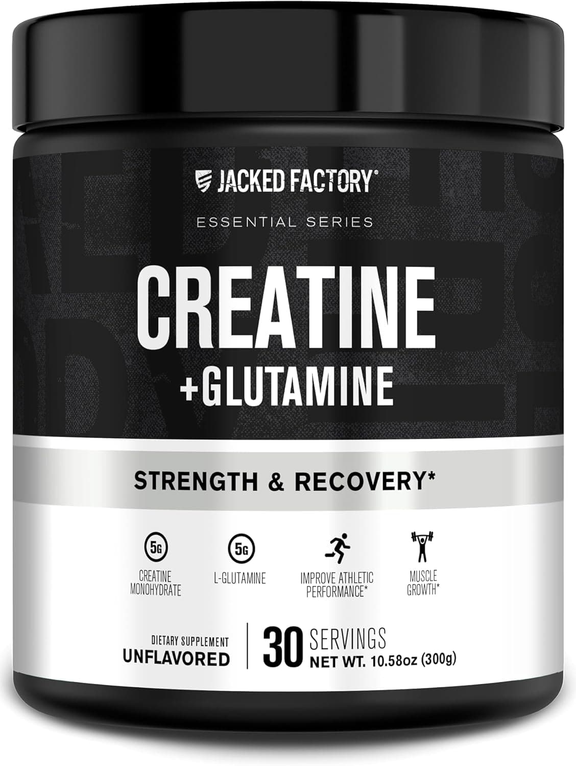 Jacked Factory Creatine Glutamine Creatine Supplement with LGlutamine for Muscle Recovery Muscle Growth Increased Strength Enhanced Energy Output and Gut Health 30 Servings Unflavored