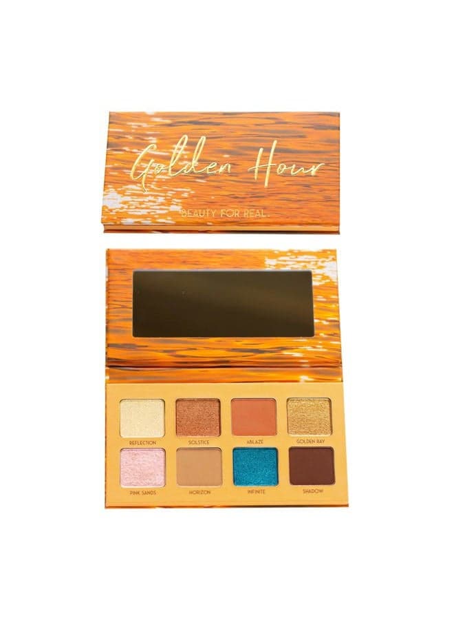 Beauty for Real Golden Hour Eyeshadow Palette - Eight Shades with Matte & Shimmer Finishes - Infused with Mango Butter & Vitamin E - Cruelty Free, Vegan