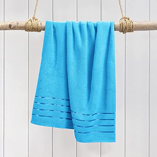 Spread Spain 100% Cotton Towels for Bath, Roman Bath Towel - Soft, Fluffy and Absorbent, 600 GSM, Medium Towels for Bath, 1 Piece Bath Towel for Men/Women, 60 cms x 120 cms - Blue Moon