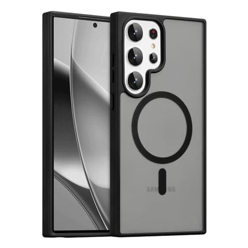 RALEAVO for Samsung Galaxy S23 Ultra Case Strong Magnetic Case Compatible with Magsafe Slim Shockproof Protective Phone Cover for S23 Ultra Phone Case with Translucent Hard BackBlack