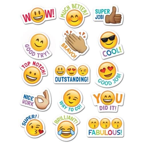 CTP Emoji Fun Rewards Stickers, Emoji Stickers for Students, Set of 75, 1” x 1” Each (Creative Teaching Press 4143)