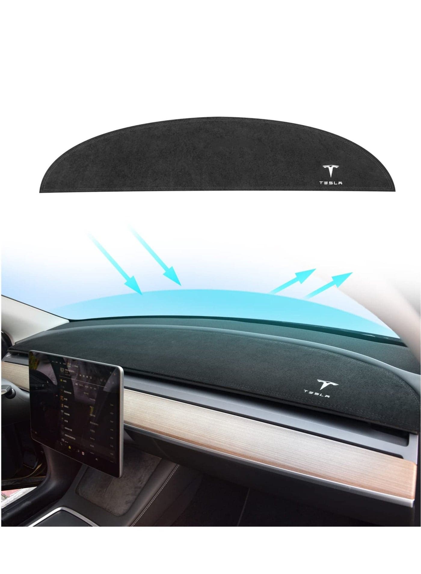 Dashboard Cover for Tesla Model 3 Y Flannel Pad Dash Mat Y/Model 3 2017-2021/2022/2023 Decorative Interior Auto Accessories