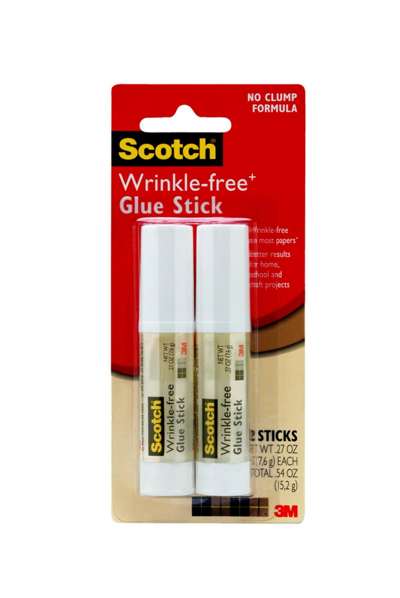 Scotch Wrinkle-Free Glue Sticks 6008WF-2, 2 Pack, .27 oz (7.65 g) Each, 36.00 per case