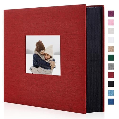 Artmag Fabric Photo Album 4x6 600 Large Capacity for Family Wedding Anniversary Linen Album Holds 600 Horizontal and Vertical Photos (600 Pockets, Red)