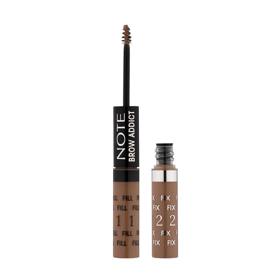 Cosmetic Note Eyebrow Pencil and Brush 2in1 Brow Addict Fine and Thick Eyebrow Pencil Pen and Mascara Eyebrows Waterproof Natural Look Dark Blonde