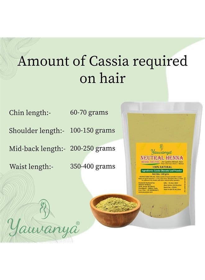100% pure Neutral Henna (Cassia Obovata) Powder for Blonde/Golden hair | Colorless Henna | Natural Hair Conditioner | Senna Leaves Powder | For Soft, Silky, Shiny hair - 3x100gms