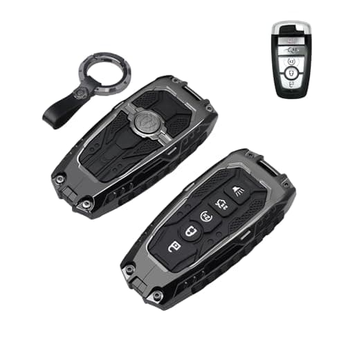 QBUC Heavy Key Fob Cover for Ford, Key Fob Case Fits for Ford F150 Explorer Fusion Escape Edge Expedition Full Protection F150 - F550 Bronco Maverick Mustang Keychain Accessories (Black, 5 Buttons)