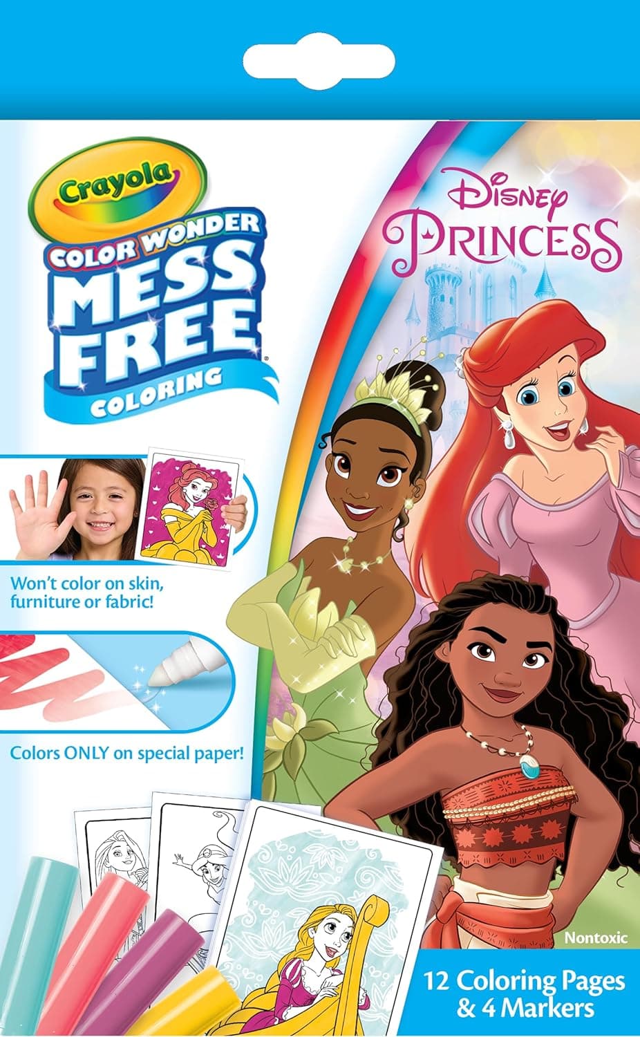 Crayola Color Wonder Mini Box Set - Disney Princess with 12 Coloring Pages and 4 Mess Free Markers