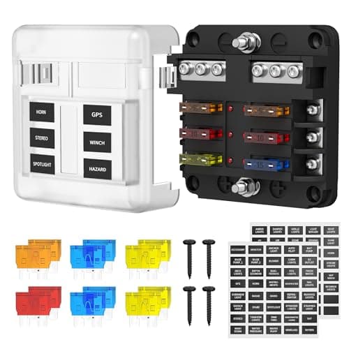 DaierTek 12V Fuse Block 6 Way 12 Volt Fuse Box ATO/ATC Marine Fuse Panel with LED Indicator Light Waterproof 24V for Automotive Boat Car Truck