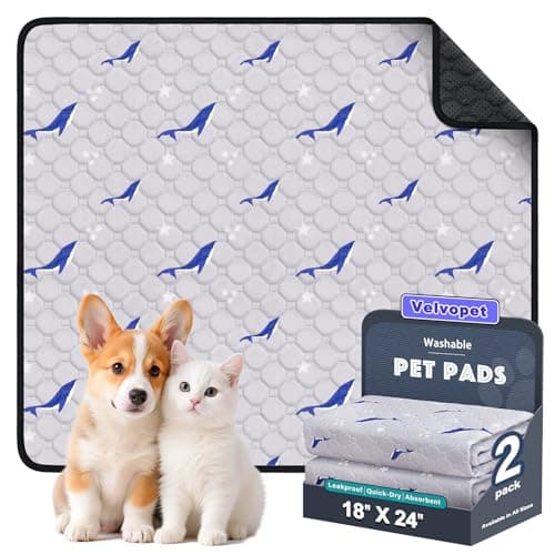 Velvopet Washable Pee Pads for Dogs 2 Pack Puppy Pads Super Absorbent Leakproof with AntiSlip Bottom for Dog Training Crates Car Pet Pee Pads and Furniture Protection18x24