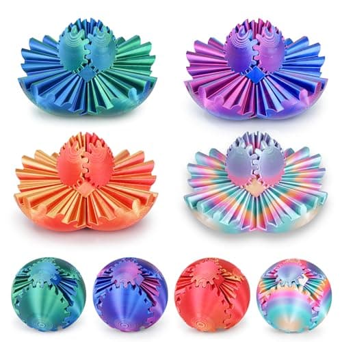 4Pcs Gear Ball 3D Printed Cube Fidget ToyGear Sphere Fidget ToysSensory Toys for Stress and Anxiety Relief Desk Toy Fidget SpinnersStocking Stuffers for Adults Kids Gift Multicolor Set4pcs