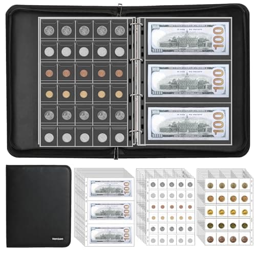 Coin Collection Album Holder for Collectors 400 Pockets Fireproof Coin Collection Book 36 Paper Money Organizer Binder for Coin Currency Collection SuppliesPenniesBillTokensBadges