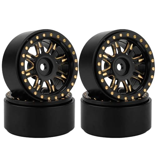 RZXYLRC 4PCS 1.0 Brass Beadlock Wheels Rims Hub for 1/24 Axial SCX24 90081 C10 AX24 1/18 TRX4m RC Crawler Car Upgrade Parts (Rim A)