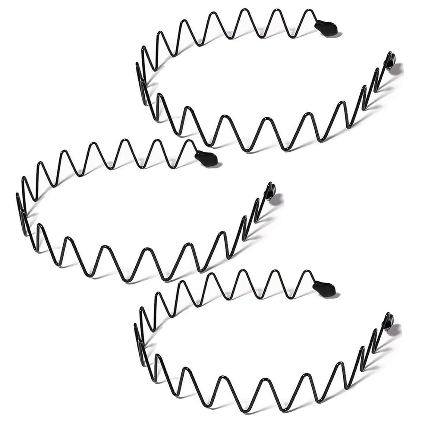 3pcs Hair Bands for Men Metal Fashion Headbands for Women Unisex Black Hair Bands Spring NonSlip Headbands for Sports and Daily Wear