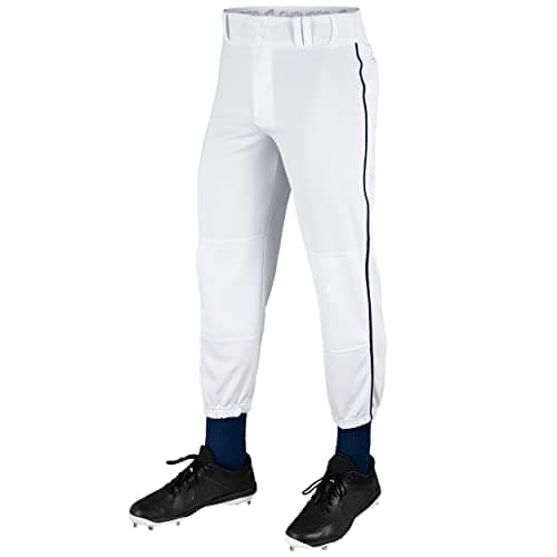CHAMPRO Male Kids Straight Baseball-pants, White , Navy Pin, Large US