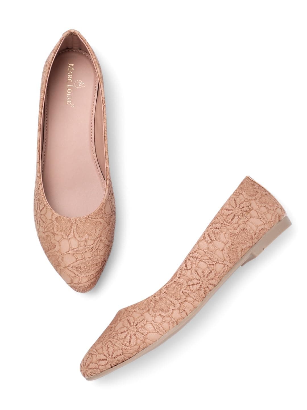 Marc Loire Women's Slip-On Flat Ballerina Shoes for Casual Wear, Party and Formal Occasions (Nude, UK Footwear Size System, Adult, Women, Numeric, Medium, 5)