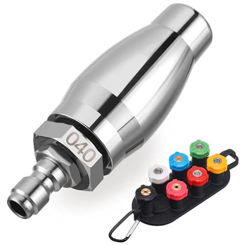 JOEJET Turbo Nozzle Pressure Washer, Rotating Pressure Washer Nozzle with 1/4" Quick Connect, 7 Spray Nozzle Tips with Nozzle Holder, 3000 PSI, Orifice 4.0