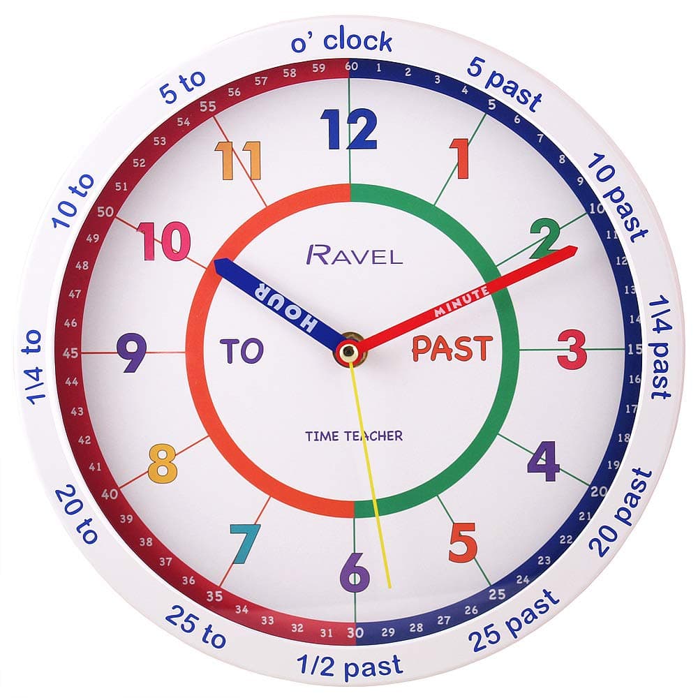 Ravel Childrens 25cm Time Teacher Wall Clock White