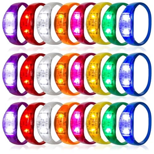 Dhseinat 24 Pcs LED Glow Bracelets Sound Activated Flashing Light Up Bracelet for New Years Eve Glow in the Dark Party Supplies Christmas Party Favors Birthday Gift Carnival Concerts Night Events