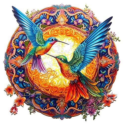 Jigfoxy Wooden Puzzles for Adults Hummingbird Wooden Jigsaw Puzzles Unique Animal Shape Puzzles Christmas Thanksgiving Gifts for Family FriendXL197 197in670psc