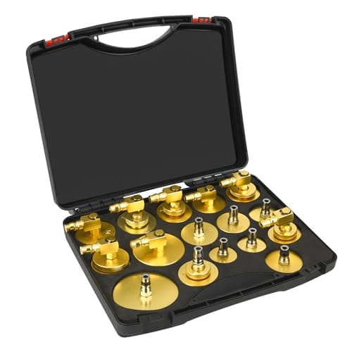 WUODAO 17Pcs Brake Bleeder Adapter Kit,Brake Master Cylinder Bleeder Kit, Bleeder Adapter Kit for Manual, Pneumatic Brake Fluid Bleeder, or Brake Power Fluid Bleeding (with Quick Joint) (Black 02)